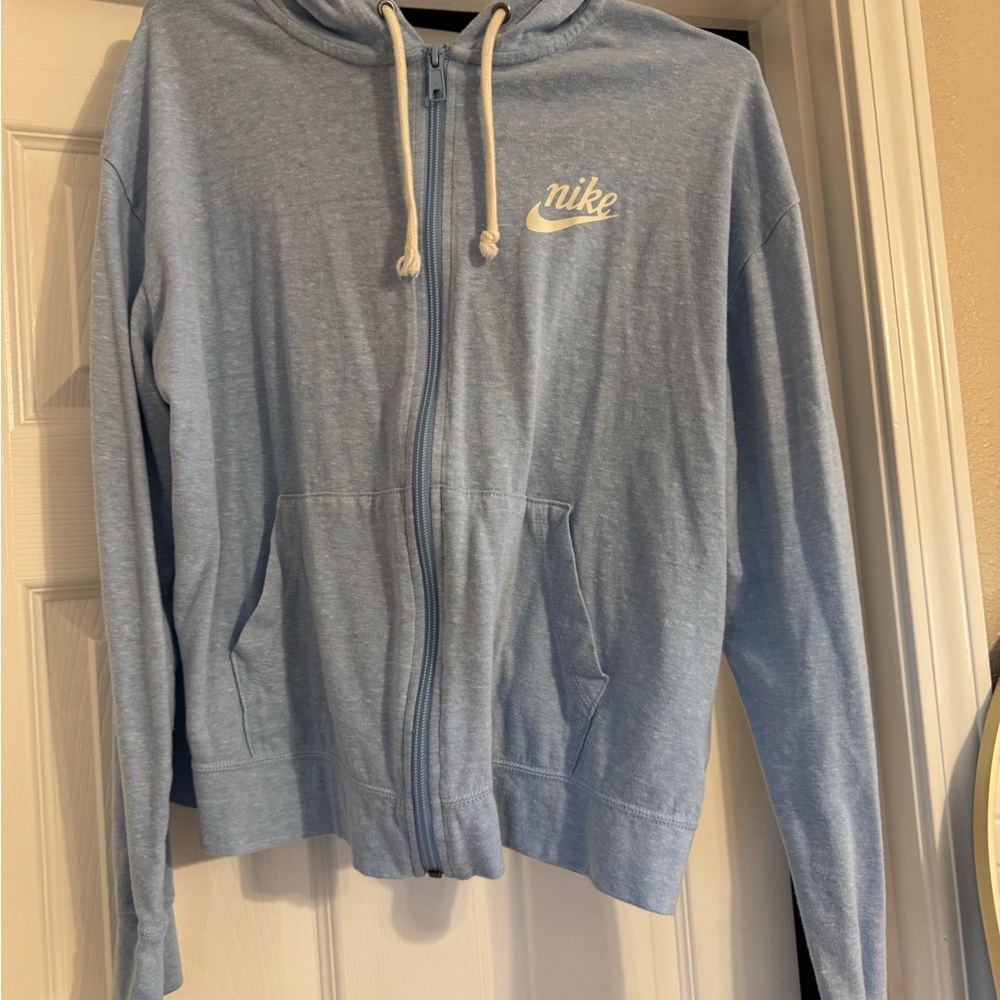 Nike Women's Light Blue Zip-Up Hoodie